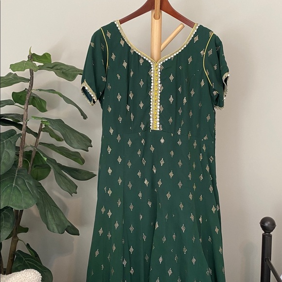 Dresses & Skirts - Custom Indian Wedding Guest Attire, Elegant Green and Yellow Dress